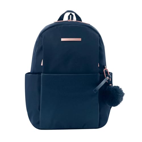 TOTTO - Mochila para Ordenador Portátil de 14 Pulgadas, Modelo Adelaide 1, 3 Compartimentos, 2 Bolsillos Botella, Bolsillo Secreto, Correa para Colgar en Maleta, Resistente, Color Salute Azul Oscuro