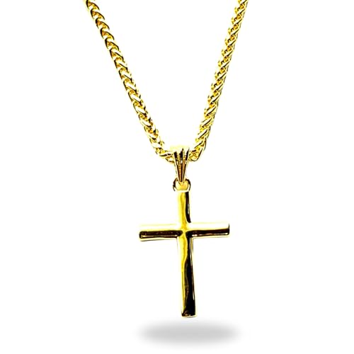 INCREDIBLE CHIC COLLECTIONS 14K Solid Gold Small Cross Pendant Necklace