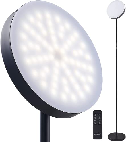 Led Floor Lamp With Remote,Reading Lamp Dimmable Brightness Standing Lamp,2900Lm Up-Light(25W) &Down-Light(5W),Can Be Adjusted Independently With Remote & Touch Control Torchiere 3 Color #TOP4