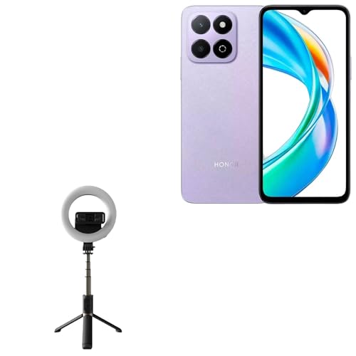 BoxWave Stand and Mount Compatible with Honor Play9A - RingLight SelfiePod, Selfie Stick Extendable Arm with Ring Light - Jet Black