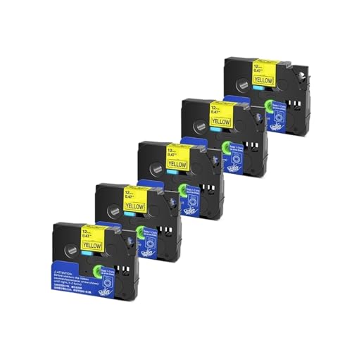 5/10PK TZe �e�[�v 9/12 �~�����[�g�����~�l�[�g�݊����u���U�[ Tz ���x���v�����^ H110 ���x�����[�J�[ Tze231 Tze241 Tz131 TZE335(Black on Yellow-5PK,12mm)