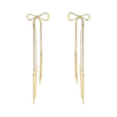 Gold Sliver Bow Earrings for Women Trendy Ribbon Stud Bow Statement Earrings Jewelry Gifts for Women(Tie Gold) Cover