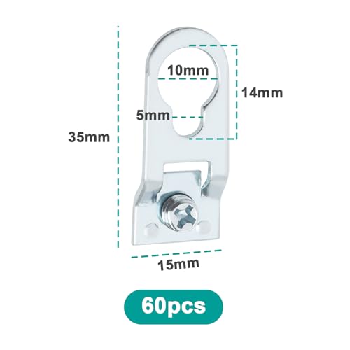 Image of 60PCS Photo Frame Hook 35x15mm Photo Frame Hanger Aluminum Alloy Hanging Hook D Ring Picture Frame Hanger for Channel Width 12mm Picture Frame