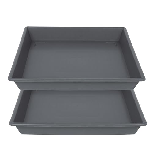 NIMYAU Square Plant Saucer 20 Inch 2 Pack, Large Plant Trays for Pots Heavy Duty Gray Plastic Plant Saucers for Indoors Outdoors, Flower Pot No Holes Plant Lover Gardening Gifts