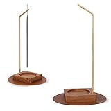 Handmade Incense Burner Catcher Upside Down Ash Tray, Black Walnut Wooden Incense Holder with Brass