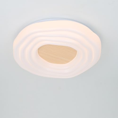Alpinaluz Plafón LED 30W Ø37 cm – Diseño en Forma de Flor, Luz CCT 3000K/4000K/6000K Seleccionable, Acrílico Blanco con Efecto Madera – Lámpara de Techo Moderna para Salón, Dormitorio o Pasillo