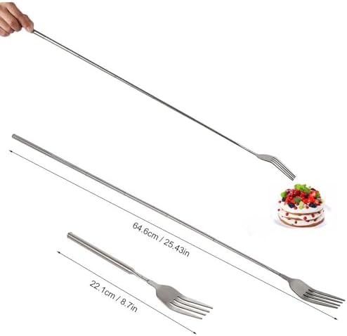 Extendable Table Fruit Dessert Fork, Extendable Barbecue Table Fruit Dessert Fork, Telescopic Fork, Durable Stainless Steel Cutlery 8.7 to 25.4 inches - 1