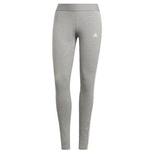 93% cotone / 7% elastane adidas 3 Stripes Leggings Donna, Medium Grey Heather/White, M