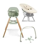 Ziza Baby Hochstuhl Newborn Set Olive/Beige - Kippsicherer & ergonomischer Kinderstuhl mit Neugeborenenaufsatz, Hochwertiges Babyset mit Spielbogen & Spielzeug