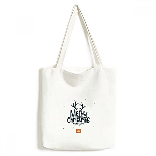 Sac fourre-tout Noël en toile lavable 33x40cm imprimé renne cartoon