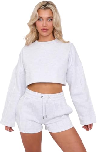 Ensemble haut court surdimensionné et short en polaire avec poche pour femme