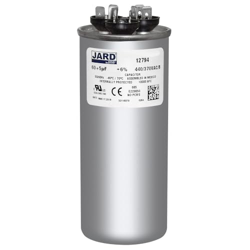 MARS - Motors & Armatures 12794 Motor Dual Run Capacitor with Round 60 + 5 uf MFD 440V