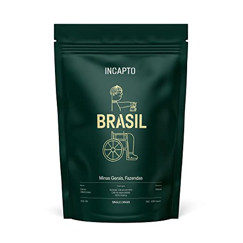 Incapto Café en Grano Natural - Café Especialidad | Café Brasil Grano | Café en Grano Arábica 100% | +80 puntos SCA | Tueste Natural y Artesanal | Café Grano Natural | Paquete de 1000 gr