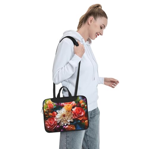 Bolsa de hombro para laptop KHiry flores unisex miniatura 3