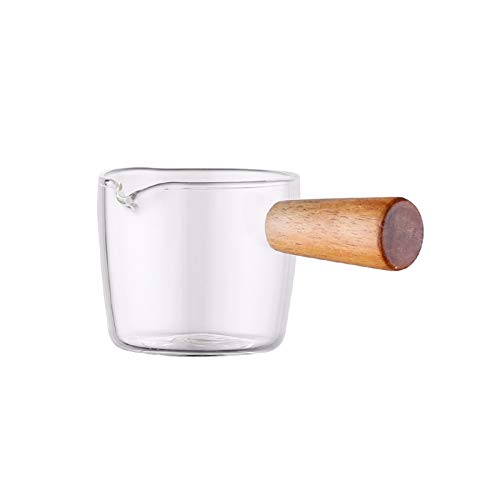 bricco latte Brocca di latte di vetro multifunzionale della crema con la brocca di vetro con manico in legno Brocca di crema e zucchero 50ml / 1.69oz, 100ml / 3.38oz set piatti (Size : 50ml)