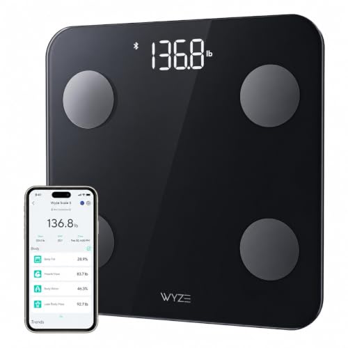 Wyze Scale S Smart Scale for Body Weight, BMI &amp; Body Fat, 400 lbs, Black
