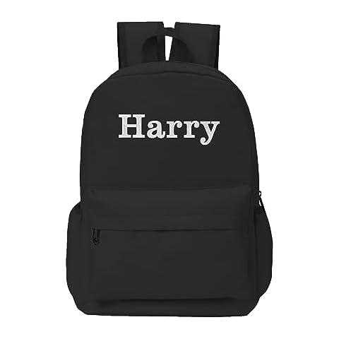 Varsany Personalised Black Kids Backpack with Bottle Holder Cover