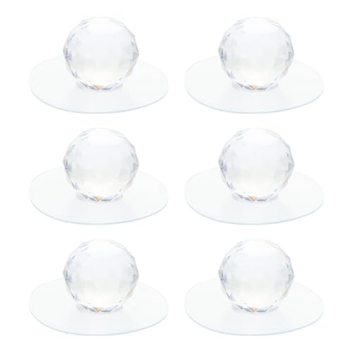 WHAMVOX 6個 粘?式ボール型家具取手 引き出し用 貼り付け簡単 無打孔設計 ワードローブキャビネット用 モダンスル透明アクリルノブ