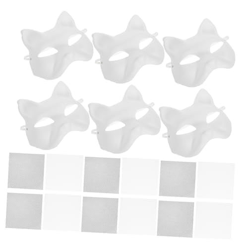 Cabilock 1 Set DIY Blank Mask: White Paper Half Face Masks For Creative DIY Crafts Cosplay Carnival And Holiday Party Decorations