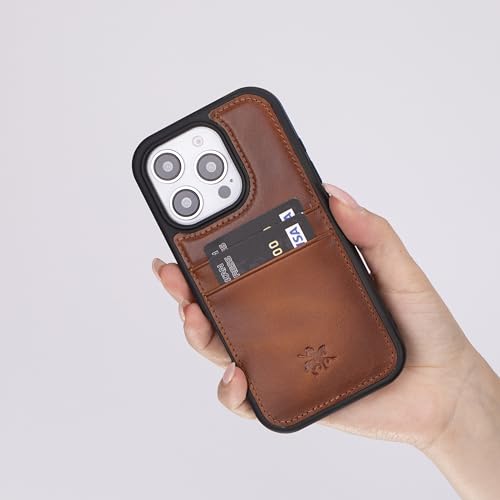 Étui anti-chute iPhone 16 Pro cuir pleine fleur avec sécurité RFID intégrée