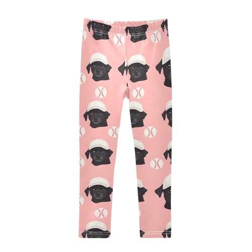 ALAZA Girls' Leggings Children's Yoga Pants Skinny Printed Dance Baseball Hat Dog Comfortable 4T