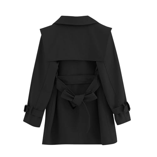 Girls Long Trench Coat Double Breasted Windbreaker Jacket Notched Collar Warm Overcoat with Pockets 4-16 Years2