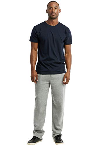 Knocker Men's Heavyweight Fabric Cotton Blend Open Bottom Fleece Sweatpants (L, Heather Grey)
