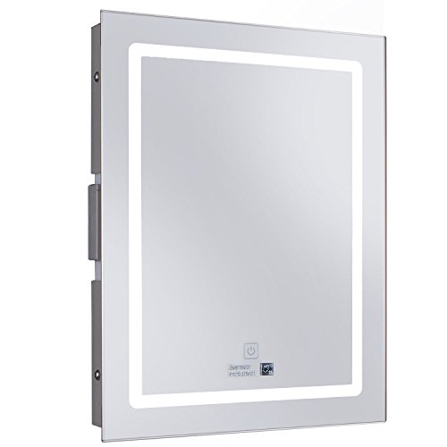 Bathroom Illuminated Mirror with Demister Device Warm & Cold LED Light Adjustable - Shaver Socket - Touch Switch - Wall Mount - 500 x 390mm