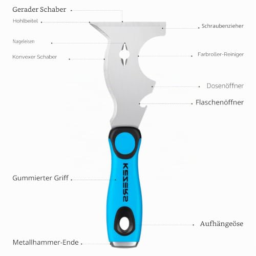 KEZERS 14 Stück Spachtel Set,Flächenspachtel Trockenbau Werkzeug, Edelstahl Malerspachtel, Putty Messer Spachtel, Schaber Palettenmesser Kratzer set mit Handtasche