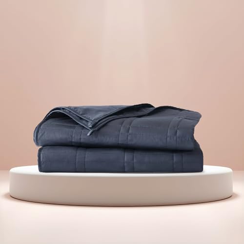 Baloo Weighted Blanket for Adults 12 lb Throw (Navy Blue...