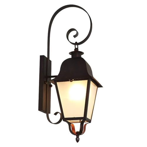 Black Outdoor Wall Light Fixture, Wrought Iron Waterproof Garden Wall Lamp,Nostalgic Engineering Lighting Wall Sconce, for Front Door, Entry, Porch, Patio, and Gazebo