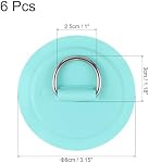 PATIKIL D-Ring Patch, 6 Pcs Stainless Steel D-Ring PVC Patch Pad No Glue Include for Inflatable Boat Paddle Board Canoe Surfboard, Light Green