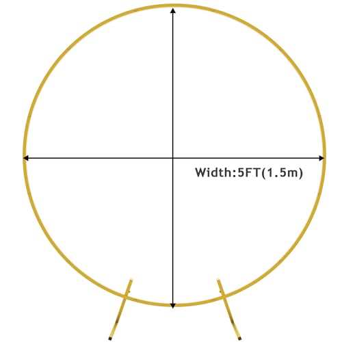 Image of Wokceer Round Backdrop Stand 5FT Gold Metal Circle Balloon Arch Frame | Metal Circle Backdrop Stand Gold Round Arch for Wedding Birthday Party Bridal Baby Shower Anniversary Event Ceremony