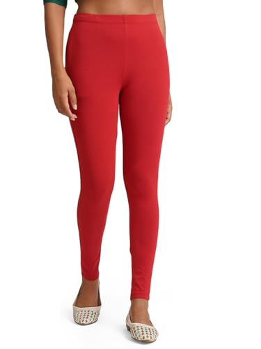 Image of ONE SKY Women Full Length Leggings | Cotton Modal Spandex Blend | High Waist Stretchable & Bio-Washed Fabric | Colour-Lock Technology | Comfortable Leggings for Women