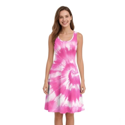 Image of Dreaweet Casual Sleeveless Dresses for Women Girls, Round Neck Tank Dresses with Pockets Summer Sundress Size XS-4XL