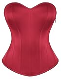 Scarlet Darkness Women's Strapless Corset Top Bustier, Fishboned Waist Cincher, Sweetheart Neckline, for Daily & Parties Red Size 12