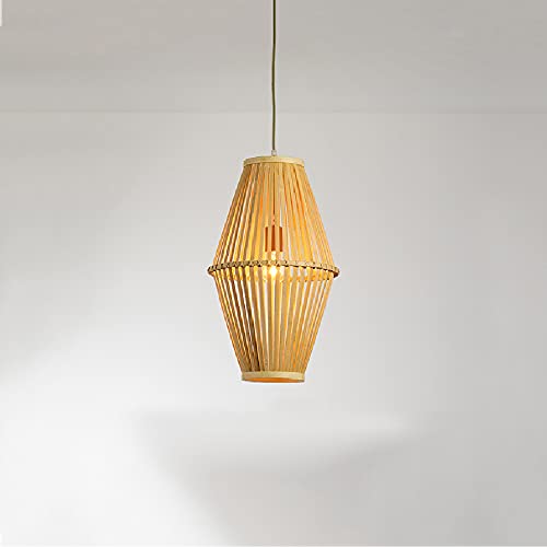 Suspension E27 rotin pour éclairage doux et hauteur sous plafond réglable