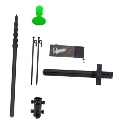 shamjina Tarp Pole Awning Pole Retractable Adjustable with Protection Cap Canopy Pole Tent Pole for Hiking Backyard Backpacking Patio, with Tent Stakes