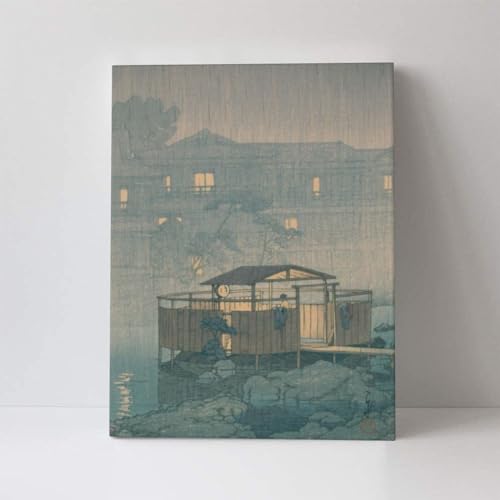 アートパネル 川瀬巴水 修善寺之雨 世界の名画 ポスター キャンバス絵画 木枠セット アートフレーム 装飾画 壁飾り インテリア 絵画 油絵 装飾 寝室 オフィス バー 飲食店 新築/開店/開業/結婚祝い 母の日 プレゼント ギフト 木枠付きの完成品(30