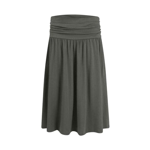 Knee Length Skirts for Women Dressy Casual Stretch Midi Skirts with Pockets Pull On Ruched Elastic Waist Work Skirt4