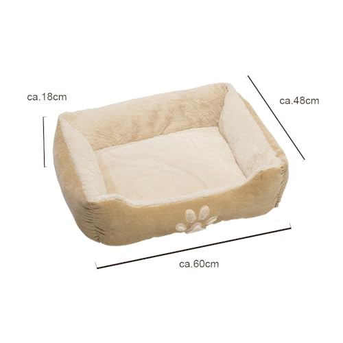 Petnic - Hundebett ca. 60x48x18 cm - Beige - Plüsch flauschig mit Rand weich für kleine bis mittelgroße Hunde Katzenbett Hundekissen Haustierbett eckig ca. 60x50 cm - Murago