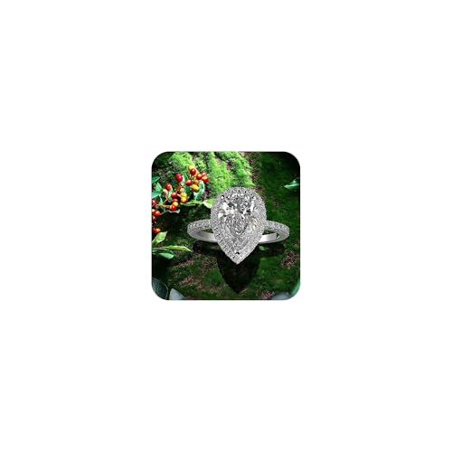 LIOYSIUT Pear Shaped Engagement Rings Teardrop Sterling Silver Rings with 18K White Gold Plated Cubic Zirconia Wedding Rings for Women Promise Rings Wedding Engagement Proposal Ring Size 8