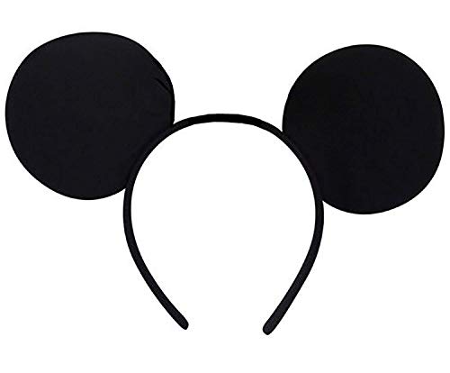 Mickey Mouse Ears Black Headband Disney Minnie Adult Kid Fancy Dress Her Him Set