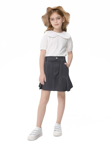 Image of 2026 Girl's Denim Skirts Elastic Waist Pleated Toddler Girls Jean Skirt Size 3-12