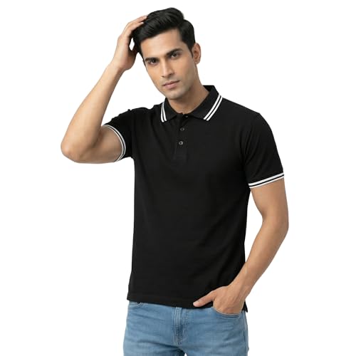 Image of Hangout Hub Hybrid Men's Polycotton Polo T-Shirt | Solid Finish | 260 GSM Premium Fabric | Half Sleeve Collared Neck | Regular Fit | Casual & Office Wear | Set of 1, 2 & 3