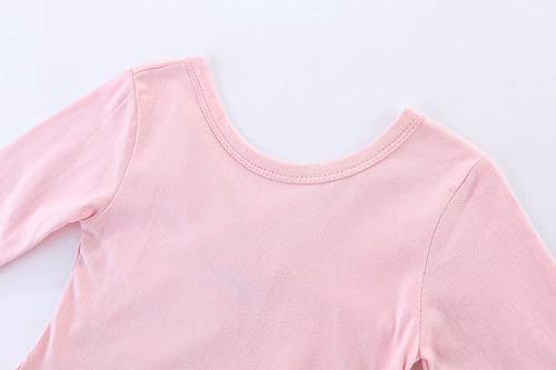 Mud Kingdom Long Sleeve Plain Swing Dress for Little Girls Backless Cotton3
