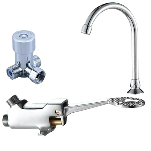 LKHFOAQM Brass Foot Pedal Faucet Foot Valve Hot and Cold Basin Toilet Laboratory Faucet Foot Valve Bathroom Vanity(Hot and Cold-A)