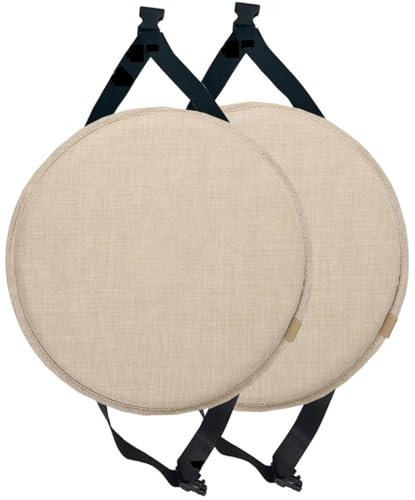 MOODMUSE Lot De 2/4 Coussins De Chaise Ronds avec Attaches,Galette De Chaise for Tabouret Haut,Coussin De Siège Rond for Salle À Manger,Cuisine Et...