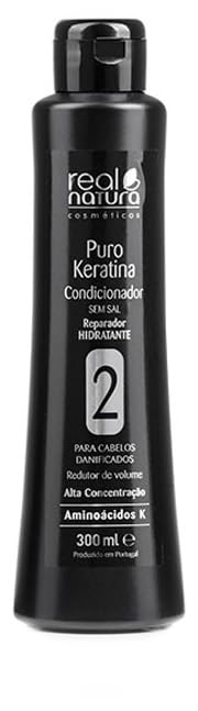 Real Natura - Acondicionador Reparador Hidratante Puro Keratina - Nutrición y Fortalecimiento Intensivo - Fórmula Sin Sal - Hidratación Intensa - 300 ml