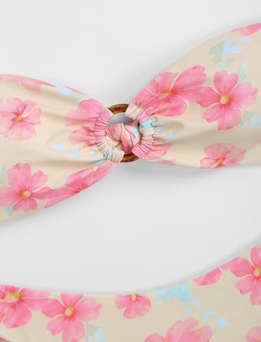 Image of ZAFUL Women's Bandeau Bikini O Ring Strapless Tie Back High Cut Two Piece Swimsuit Bathing Suits